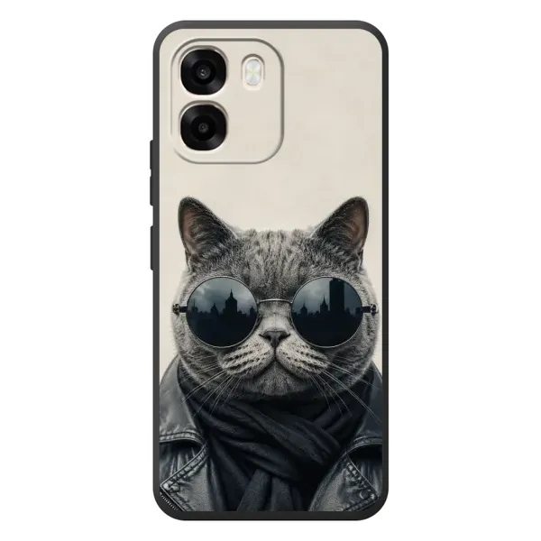 Чехол с рисунком «Модный кот» для OPPO A6