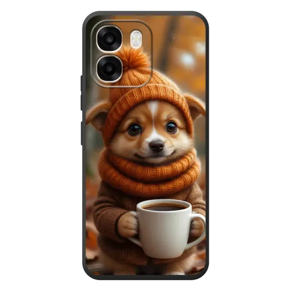 Чехол с рисунком «Собачка с кофе» для OPPO A6 Чехол с рисунком «Собачка с кофе» для OPPO A6