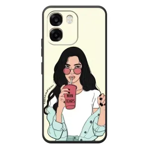 Силиконовый Чехол на OPPO A6 с картинкой Стильных Девушек (С напитком)