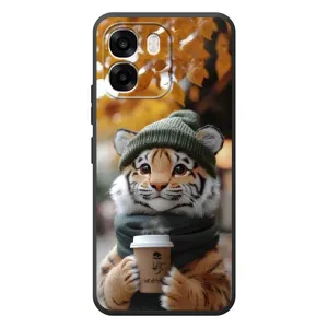 Печатный чехол «Зверята с кофе» для OPPO A6 (Тигр с кофе)