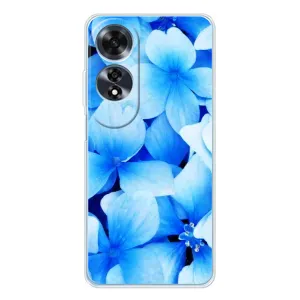 Силиконовый бампер с принтом (цветочки) на Оппо A60 5G (Синие цветы)