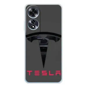 Силиконовый бампер с картинкой машины на OPPO A60 5G (Logo TESLA)