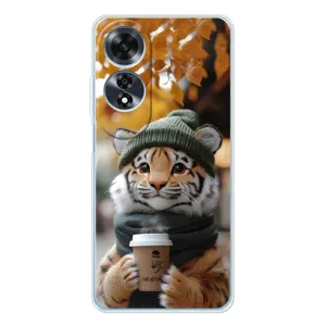 Печатный чехол «Зверята с кофе» для OPPO A60 (Тигр с кофе)