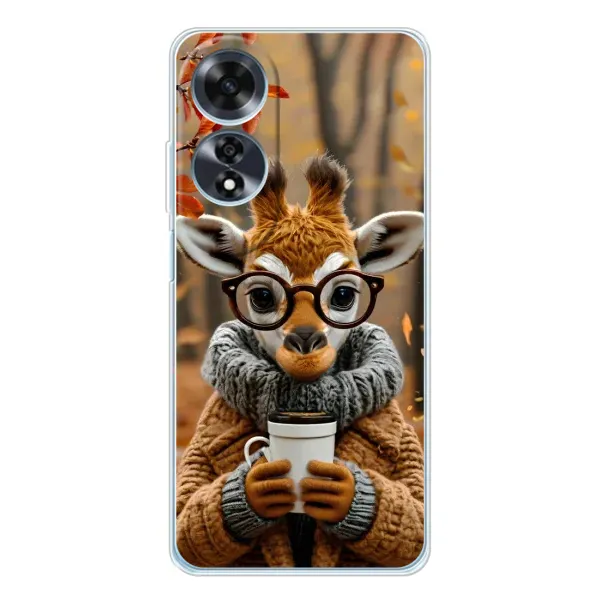 Чохол з малюнком «Жираф з кавою» для OPPO A60 Чохол з малюнком «Жираф з кавою» для OPPO A60