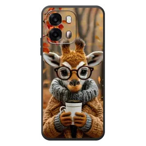 Друкований чохол 'Звірята з кавою' для OPPO A6s (Жираф з кавою)