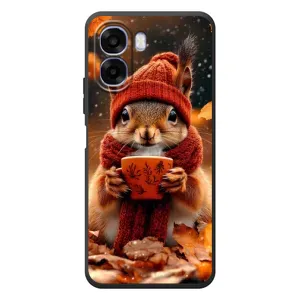 Печатный чехол «Зверята с кофе» для OPPO A6x (Белка с кофе)