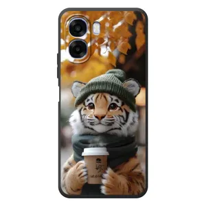 Печатный чехол «Зверята с кофе» для OPPO A6x (Тигр с кофе)