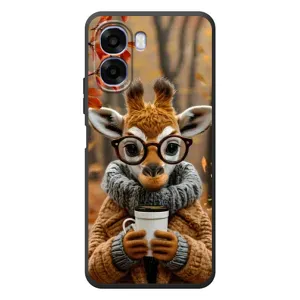Печатный чехол «Зверята с кофе» для OPPO A6x (Жираф с кофе)