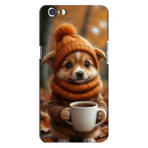 Печатный чехол «Зверята с кофе» для Oppo A71 (Собачка с кофе)