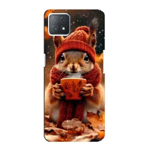 Печатный чехол «Зверята с кофе» для Oppo a72 (5G) (Белка с кофе)