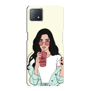 Силиконовый Чехол на Oppo a72 (5G) с картинкой Стильных Девушек (С напитком)