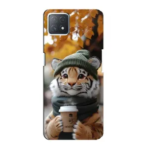Печатный чехол «Зверята с кофе» для Oppo a72 (5G) (Тигр с кофе)