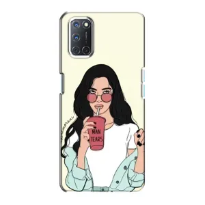 Силиконовый Чехол на Oppo A72 с картинкой Стильных Девушек (С напитком)