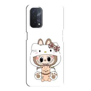 Чохол з принтом Лабубу для Oppo a74 (5G) (Білий Лабубу)