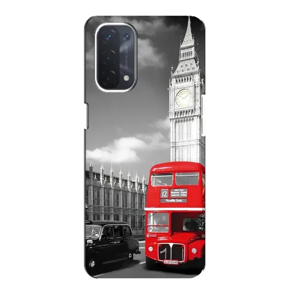 Чехол с рисунком «Красный автобус» для OPPO A74 (5G)