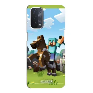 Чехлы для Oppo a74 (5G) (Персонажи Майн Крафт) (На коне)