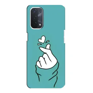 Чохол (Знак сердечка) для Oppo a74 (5G) (Сердечко на бірюзовому)