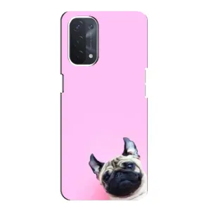 Бампер для Oppo a74 (5G) с картинкой "Песики" (Собака на розовом)