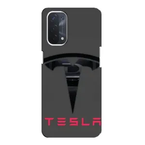 Силиконовый бампер с картинкой машины на Oppo a74 (5G) (Logo TESLA)