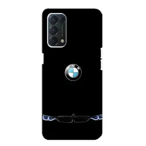 Силиконовый бампер с картинкой машины на OPPO A74 (Черный BMW)