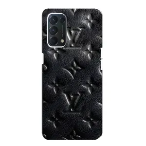 Текстурный Чехол Louis Vuitton для Оппо А74 (Черный ЛВ)