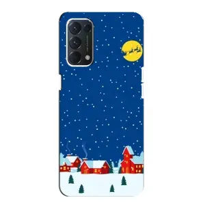 Силиконовый бампер на рождество для OPPO A74 (Город в снегу)