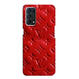 Текстурный Чехол Louis Vuitton для Оппо А74 (Красный ЛВ)