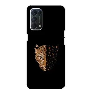 Чехол с леопардовым принтом на OPPO A74 (Леопард на черном)