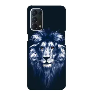 Чехол с картинкой на OPPO A74 (Лев - синий)