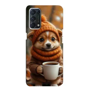 Печатный чехол «Зверята с кофе» для OPPO A74 (Собачка с кофе)
