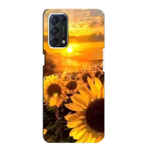 Чехол с Цветами для OPPO A74 (поле подсолнухов)
