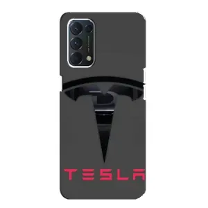 Силиконовый бампер с картинкой машины на OPPO A74 (Logo TESLA)