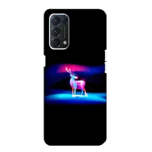 Силиконовый бампер с картинкой животных для OPPO A74 (Яркий олень)