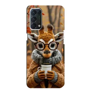 Печатный чехол «Зверята с кофе» для OPPO A74 (Жираф с кофе)