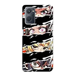 Силіконові чохлі з очіма Anime для Оппо А76 (Очі на чорному)