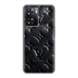 Текстурный Чехол Louis Vuitton для Оппо А77 (Черный ЛВ)