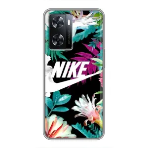 Силиконовый Чехол на Oppo A77 с картинкой Nike (Цветочный Nike)