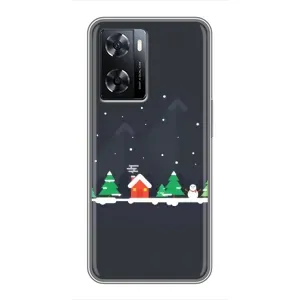 Силиконовый бампер на рождество для Oppo A77 (Город зимний)