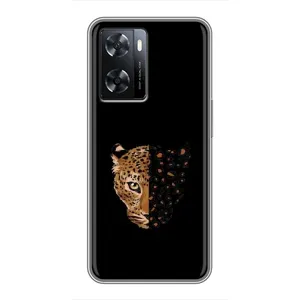Чехол с леопардовым принтом на Oppo A77 (Леопард на черном)