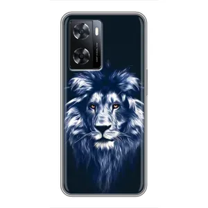 Чохол з картинкою на Oppo A77 (Лев – синій)