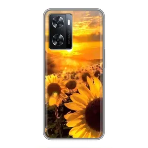 Чехол с Цветами для Oppo A77 (поле подсолнухов)