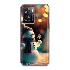 Чехлы на Новый Год Oppo A77 (Снеговик праздничный)