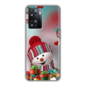Чехлы на Новый Год Oppo A77 (Снеговик в шапке)