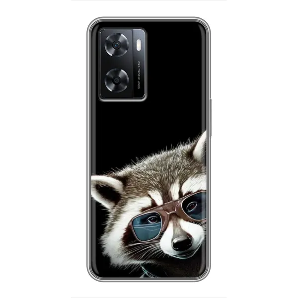 Чехол с рисунком «Стильный Енот» для OPPO A77 Чехол с рисунком «Стильный Енот» для OPPO A77