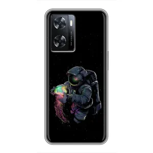 Силиконовый Чехол с принтом "Космонавты" на Oppo A77 (В руках земля)