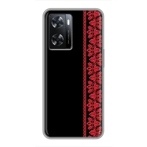 Силиконовый Чехол на Oppo A77 с картинкой Вышиванки (Вышиванка на черном)