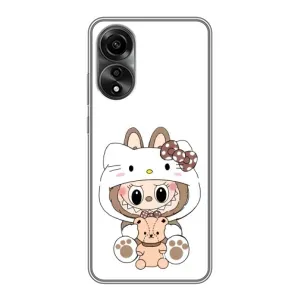Чохол з принтом Лабубу для OPPO A78 (4G) (Білий Лабубу)