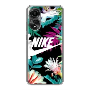 Силиконовый Чехол на OPPO A78 (4G) с картинкой Nike (Цветочный Nike)