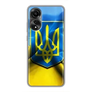Чехол с картинкой (Патриотический ГЕРБ) на OPPO A78 (4G) (Герб и Флаг Украины)