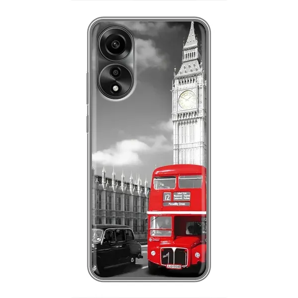 Чехол с рисунком «Красный автобус» для OPPO A78 (4G)